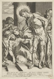 Chrystus w koronie cierniowej i płacząca Maryja