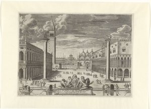 Widok na Piazzetta w Wenecji, 1585 Vrbs Venetvm vt Nvlli (...) (tytuł na obiekcie) autorstwa Pieter de Jode (I)