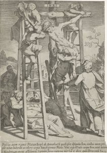 Kruisafneming Passie van Christus (tytuł serii) Pasja i Zmartwychwstanie (tytuł serii) autorstwa Pieter de Jode (I)