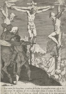 Kruisiging van Christus Passie van Christus (tytuł serii) Pasja i Zmartwychwstanie (tytuł serii) autorstwa Pieter de Jode (I)