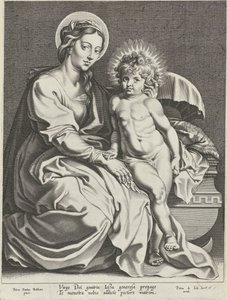 Maryja z Dzieciątkiem Jezus w szopce autorstwa Pieter de Jode (I)