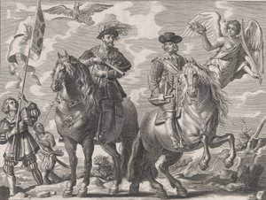 Ilustracja 20: Karol V i Ferdynand na koniu, z „Serenissimi Pr...” Williama Becanusa, 1636. autorstwa Pieter de Jode II