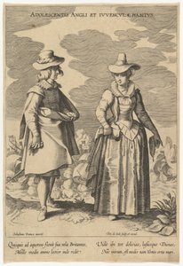 Angielska młodzież i postawy młodych kobiet z Fashions of Different Nations.n.d. autorstwa Pieter de Jode I