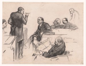 Posłowie pan H.C. Verniers van der Loeff, A.J.W. Farncombe Sanders, G.M. van der Linden, J. Willink i Jhr. Pan Ruys van Beerenbroek autorstwa Pieter de Josselin