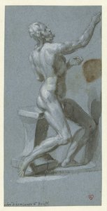 Siedzący nagi mężczyzna, twarzą w prawo autorstwa Pieter de Kempener