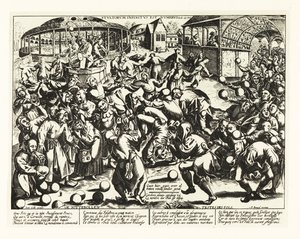 Święto głupców, średniowiecze.1906 (litografia) autorstwa Pieter the Elder (after) Bruegel