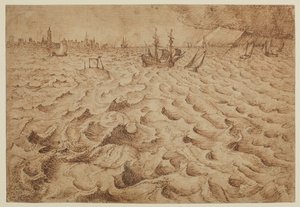 Burza na rzece Skalda z widokiem na Antwerpię, 1562 - 1563 autorstwa Pieter Bruegel the Elder