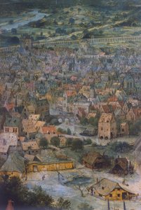 Miasto, fragment Wieży Babel autorstwa Pieter Bruegel the Elder