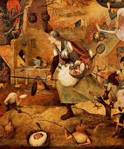 Dulle Griet, detal (olej na drewnie dębowym) autorstwa Pieter the Elder Bruegel