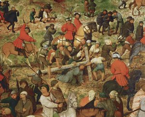 Jezus niosący krzyż (obraz na drewnie dębowym) autorstwa Pieter the Elder Bruegel