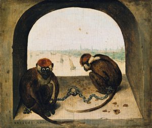 Dwie przykute małpy autorstwa Pieter Bruegel the Elder