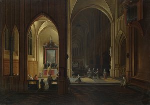 Nabożeństwo wieczorne w kościele, 1649