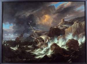 Tempete na morzu. Obraz Pietera Muliera II Młodego (lub Pietro Mulieribus lub Pietro Cavaliere Tempesta) (1637-1701)