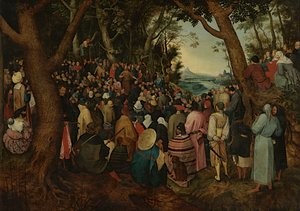 Św. Jan głosi tłumom (olej na desce) autorstwa Pieter the Younger (after) Brueghel
