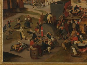 Święto Wiejskie z przedstawieniem teatralnym i procesją na cześć św. Huberta i św. Antoniego autorstwa Pieter Brueghel the Younger