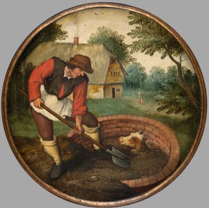 Jest za późno, aby wypełnić studnię po utonięciu cielęcia, ok. 1594 r. (olej na desce) autorstwa Pieter the Younger Brueghel