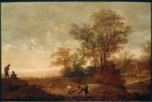 Krajobraz rzeki z polowaniem autorstwa Pieter van Asch