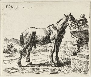Pijący koń autorstwa Pieter van Laer