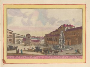 Fontanna na placu św. Dominika w Madrycie Fontanna na miejscu św. Dominika; w Madrycie (tytuł na obiekcie) Theatrum Hispaniae (...) (tytuł serialu) autorstwa Pieter van den Berge