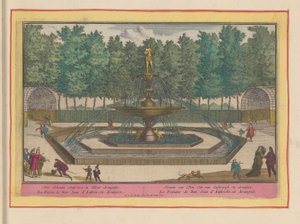 Fontanna Don Juana Austrii w ogrodach Pałacu Królewskiego w Aranjuez Fontanna Don Jana van Oostenryka, w Aranjues (tytuł na obiekcie) Theatrum Hispaniae (...) (tytuł serialu) autorstwa Pieter van den Berge