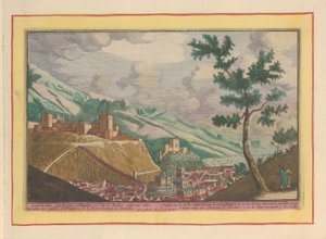 Widok Granady i budynków Alhambra Gesigt dwóch zamków Granade, Alhambre i van den Rooden Tooren; z innej strony (tytuł na obiekcie) Theatrum Hispaniae (...) (tytuł serialu) autorstwa Pieter van den Berge