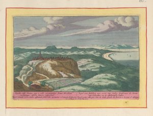 Widok Vejer de la Frontera Vegel, Cytadela niedaleko Cadix, spoglądała na Cieśninę Gibraltarską i wybrzeża Afryki (tytuł na obiekcie) Theatrum Hispaniae (...) (tytuł serialu) autorstwa Pieter van den Berge