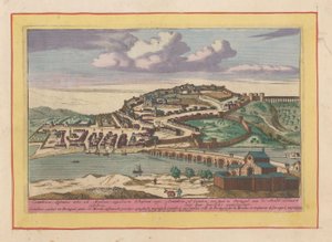 Widok na portugalskie miasto Coimbra Coimbra, czyli Coimbra, miasto w Portugalii, na Mondzie (tytuł na obiekcie) Theatrum Hispaniae (...) (tytuł serialu) autorstwa Pieter van den Berge