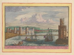 Widok na Torre del Oro i przedmieście Triana w pobliżu Sewilli Gesigt z przedmieścia Triane, Gulden Tooren i mostu przez Gwadalkiwir (tytuł na obiekcie) Theatrum Hispaniae (...) (tytuł serialu)