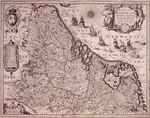 Mapa prowincji Zjednoczonej Holandii (grawerowanie) autorstwa Pieter van den Keere