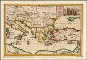 Mapa wschodniej części Morza Śródziemnego z 1700 r. autorstwa Pietera van der Aa autorstwa Pieter Van der Aa