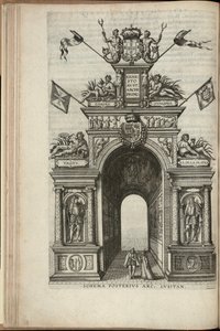Rzeki Tag, Plata, Ganges i Hydaspes. Tylna ściana portugalskiego łuku triumfalnego, Wjazd arcyksięcia Austrii Ernsta do Antwerpii, opublikowana w 1595 r. (rycina)