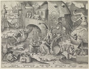 Zazdrość Invidia (tytuł na obiekcie) Siedem grzechów głównych (tytuł serii) autorstwa Pieter van der Heyden