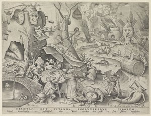 obżarstwo Gula (tytuł na obiekcie) Siedem grzechów głównych (tytuł serii) autorstwa Pieter van der Heyden