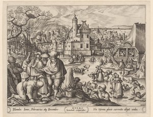 Zima Hyemy (tytuł na obiekcie) Cztery pory roku (tytuł serii) autorstwa Pieter van der Heyden