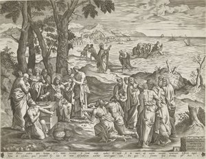 Cudowne łowienie ryb i cudowne karmienie autorstwa Pieter van der Heyden