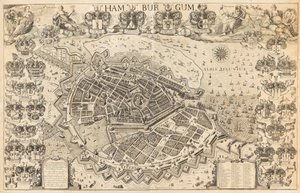 Mapa Hamburga, 1644. autorstwa Pietersen