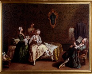 Przebudzenie pani (Obraz, ok. 1740) autorstwa Pietro (after) Longhi