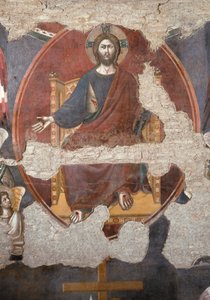 Sąd Ostateczny: Chrystus trąbi. Szczegół. (Fresk autorstwa Pietro Cavallini