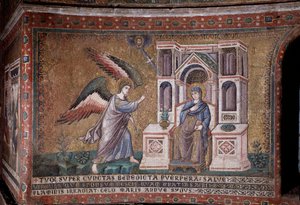 Mozaika Zwiastowanie w absydzie Pietro Cavallini