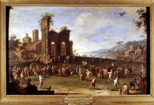 Gra w piłkę - obraz Domenico Oliveri. 18 wiek. autorstwa Pietro Domenico Oliviero