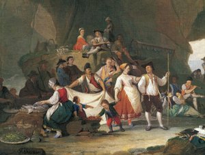 Śniadanie nad morzem, autor Pietro Fabbris (1740-1792), detal autorstwa Pietro Fabris