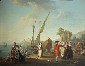Menuet w Baia, dziś frakcja Bacoli (Neapol), w rejonie Campi Flegrei, autorstwa Pietro Fabris autorstwa Pietro Fabris