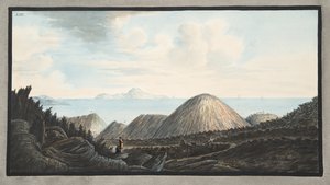 Widok obecnego stanu małej góry wzniesionej w wyniku eksplozji w roku 1760, Tablica XIII, z „Campi Flegrei: Obserwacje wulkanów Obojga Sycylii”, autorstwa Sir Williama Hamiltona autorstwa Pietro Fabris