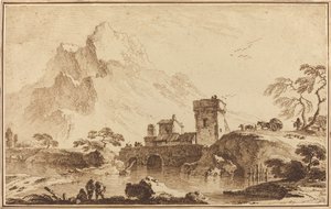 Ufortyfikowany most przeciwko odległym górom autorstwa Pietro Giacomo Palmieri