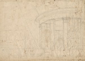 Fantazja architektoniczna o okrągłej świątyni otoczonej ambitem (verso)