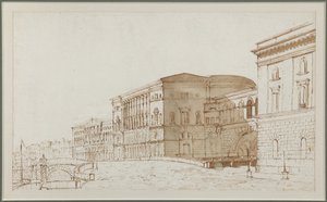 Teatr Ermitaż w Sankt Petersburgu - Pietro di Gottardo Gonzaga (1751-1831). Pióro, pędzel, brązowy kolor na papierze