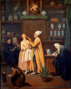 Farmaceuta. Obraz Pietro Longhi (1702-1785). 1752 (Aloe Vera na pierwszym planie) Galleria dell