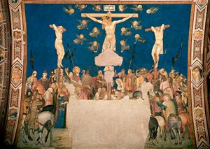 Fresk Ukrzyżowania Pietro Lorenzettiego (1280/5 ok.-1348) 1335-1340 Bazylika San Francesco, Kościół Dolny, Asyż