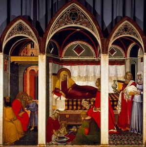 Tryptyk Narodzenia Najświętszej Maryi Panny autorstwa Pietro Lorenzetti