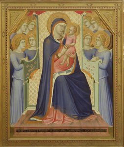 Dziewica z Dzieciątkiem na tronie z aniołami, 1340 (tempera na desce) autorstwa Pietro Lorenzetti